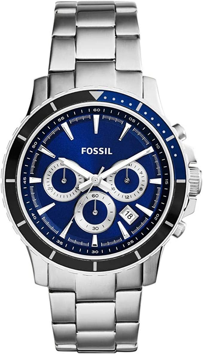 Fossil CH2927 Men's Brigg Blue Dial Stainless Steel Bracelet Chronograph Watch, Chronograph